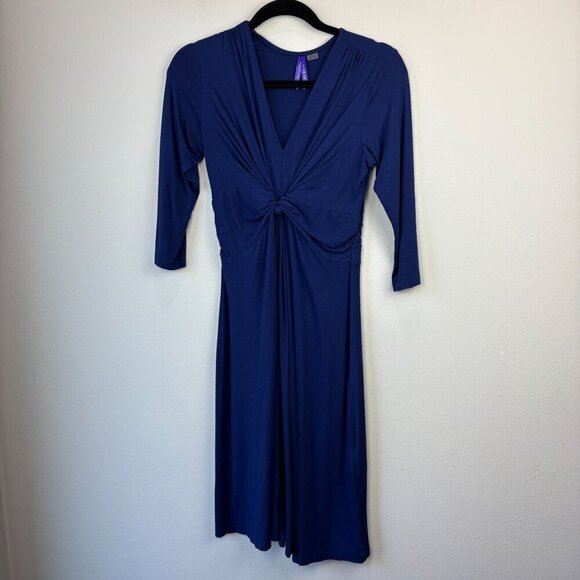 Seraphine Jolene Knot Front Maternity Dress Dark Blue 4 - Picture 1 of 10